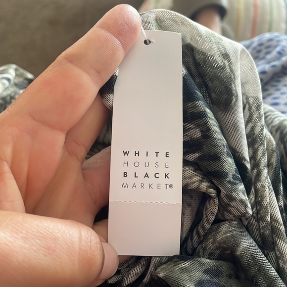 White House Black Market Tiered Mesh Wrap Dress - Picture 7 of 7